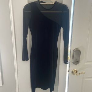 Black dress, sheer sleeves